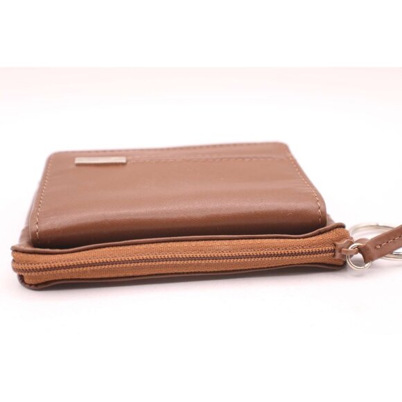 AMITY Genuine Leather Tri-Fold Coin Purse Wallet Brown Zippered ID Window Vintag - Picture 5 of 12